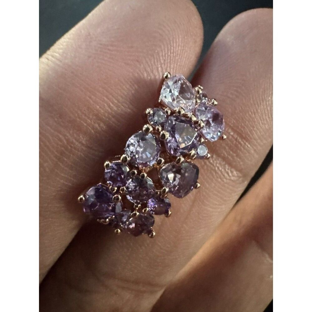 585 14K RG Rose Gold Stamped Allure Ombré Amethyst Purple Gemstone Size 7 Ring